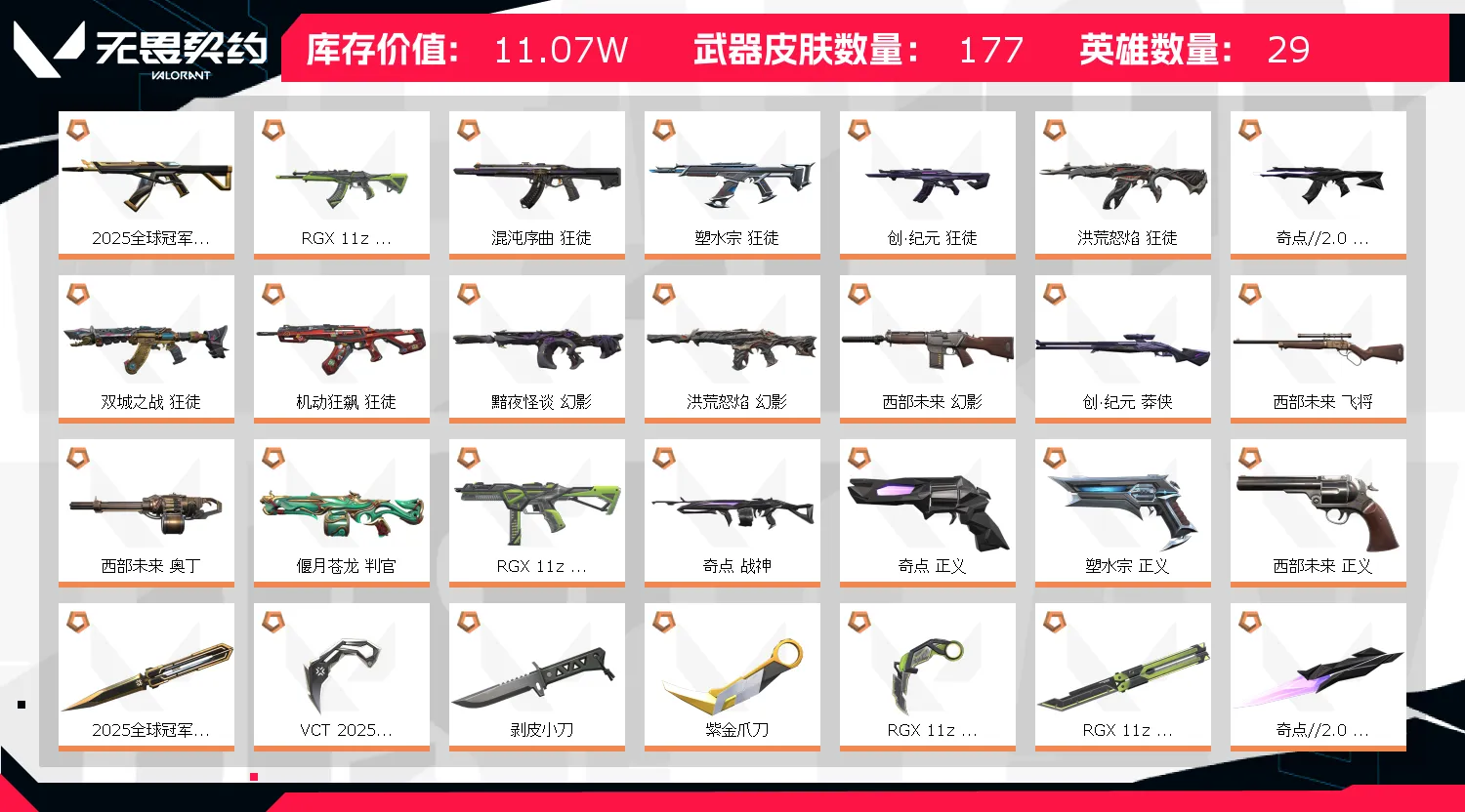 【铂金I】🔥25冠军套🔥西部未来奇点套🔥混沌塑水宗显卡洪荒AK侦查源能M4🔥VCT爪刀鬼丸剥皮镭482